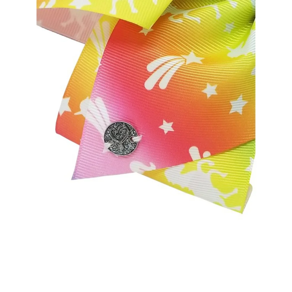 NEW JoJo Siwa Large Cheer Hair Bow Rainbow with Stars JJ3614